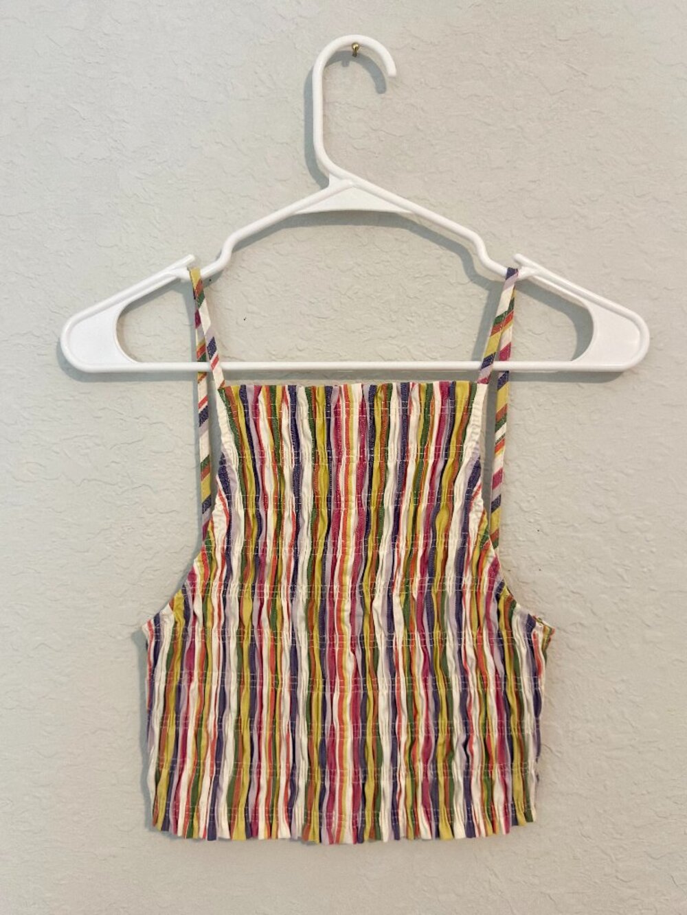 Zara Multicolor Striped Smocked Tank Top